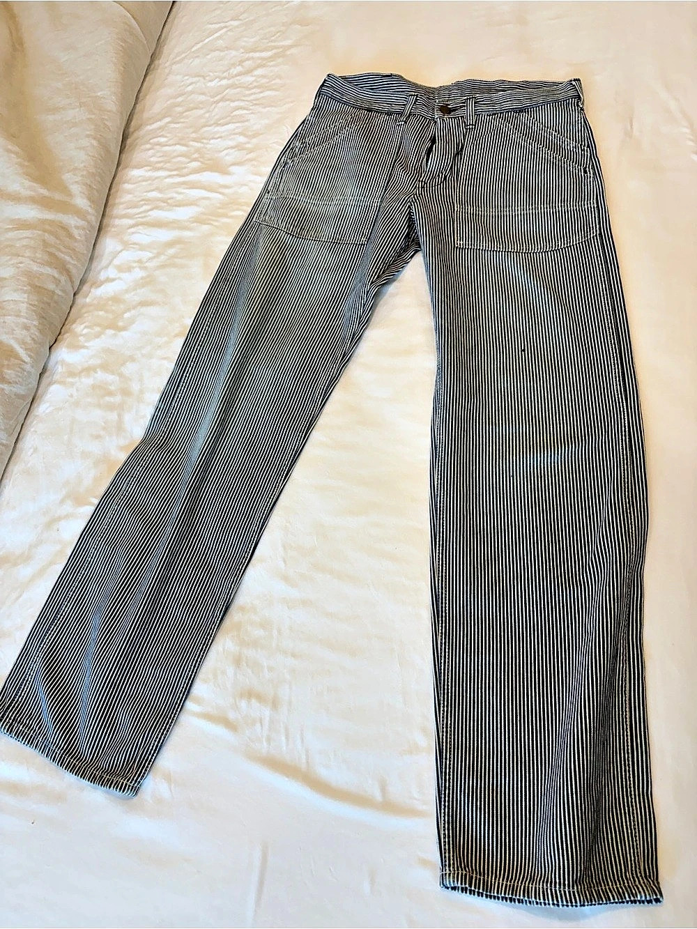 Lee 857 Hickory Striped Straight Leg Jeans Blue & White Size Small 31x31